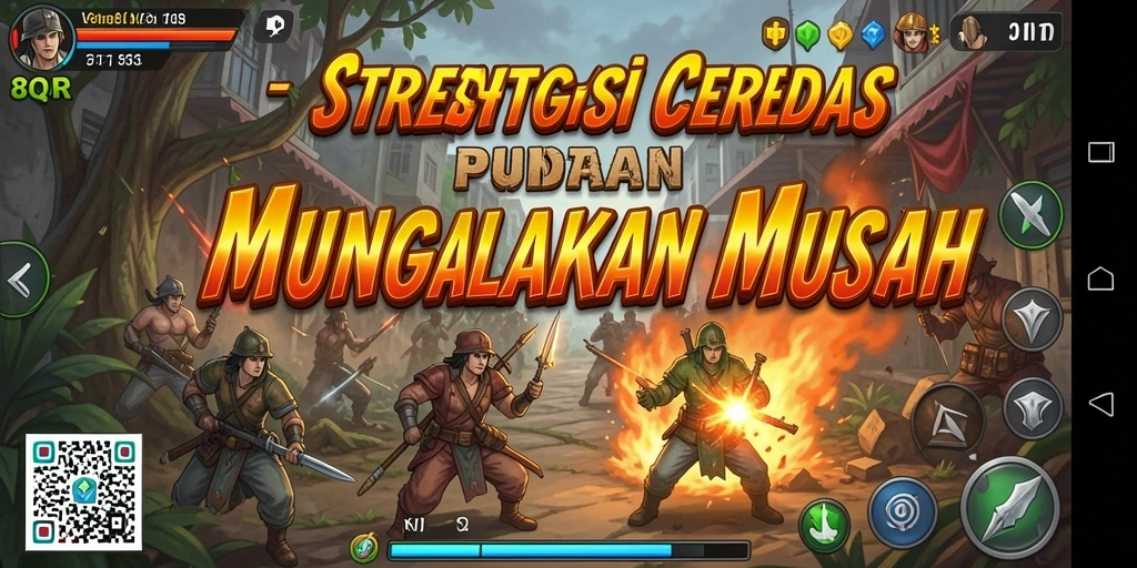 Screenshot gameplay 8QR menampilkan strategi pertempuran yang intens.
