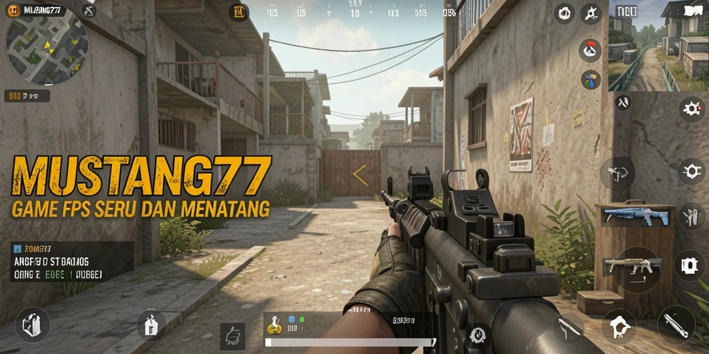 Screenshot MUSTANG77 menampilkan aksi tembak-tembakan seru dalam game FPS.