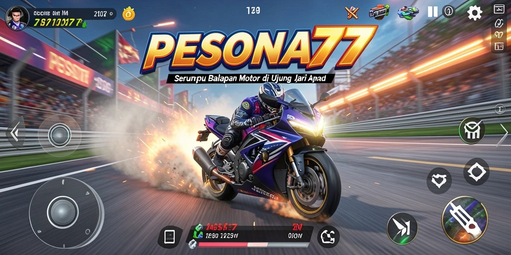 Tampilan gameplay seru dari PESONA77 yang menarik dan penuh aksi balap motor.