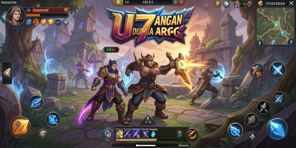 Tangkapan layar UT77 menampilkan pertarungan seru antara karakter dan monster dalam dunia ARPG.